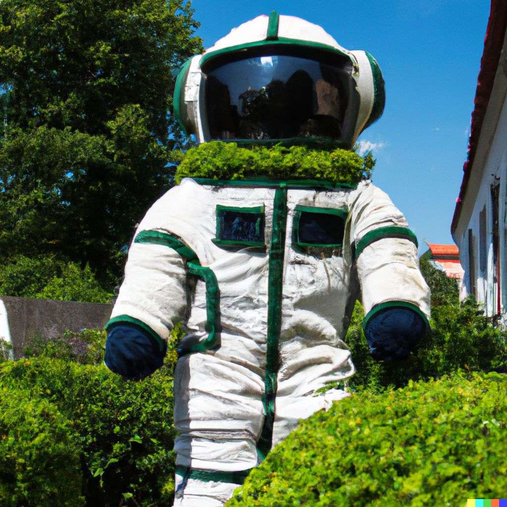 topiary in the shape of an astronaut